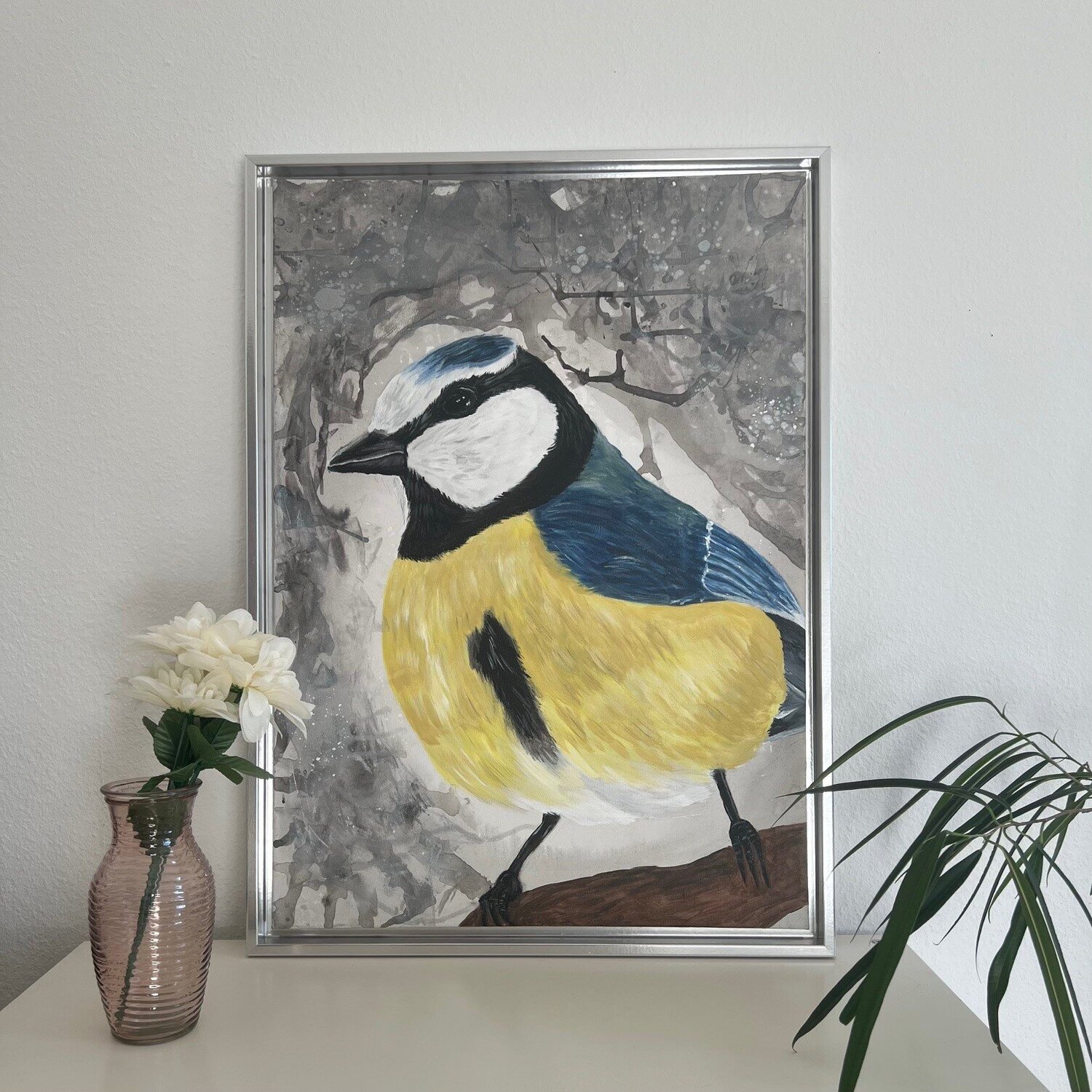 Blaumeise mit grauer Aura, Gemälde von Teresa Heitz